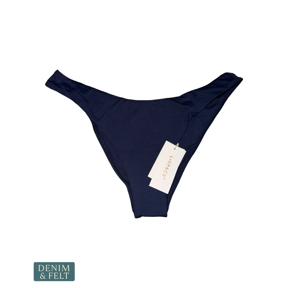 NEW L*Space Rocky Bikini Bottom Sensual Solid Midnight Blue Large Summer Beach